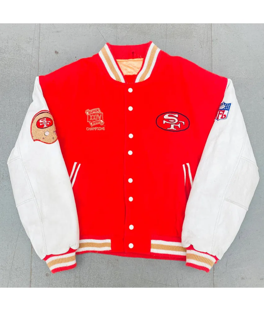 1990 Super Bowl XXIV Champions San Francisco 49ers Varsity Jacket 