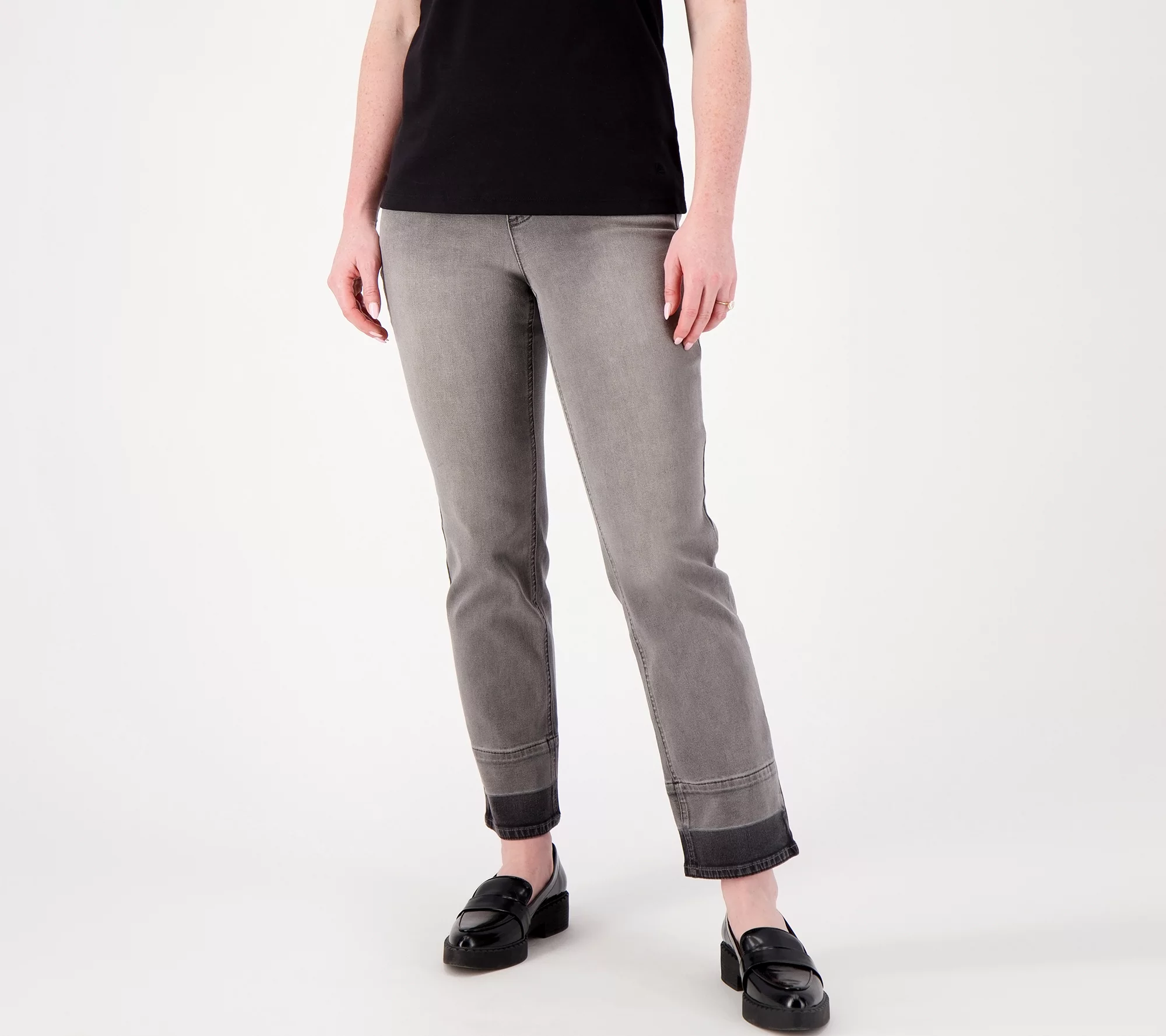 "As Is" Isaac Mizrahi Live! Peite Black True Denim Pull On Jeans