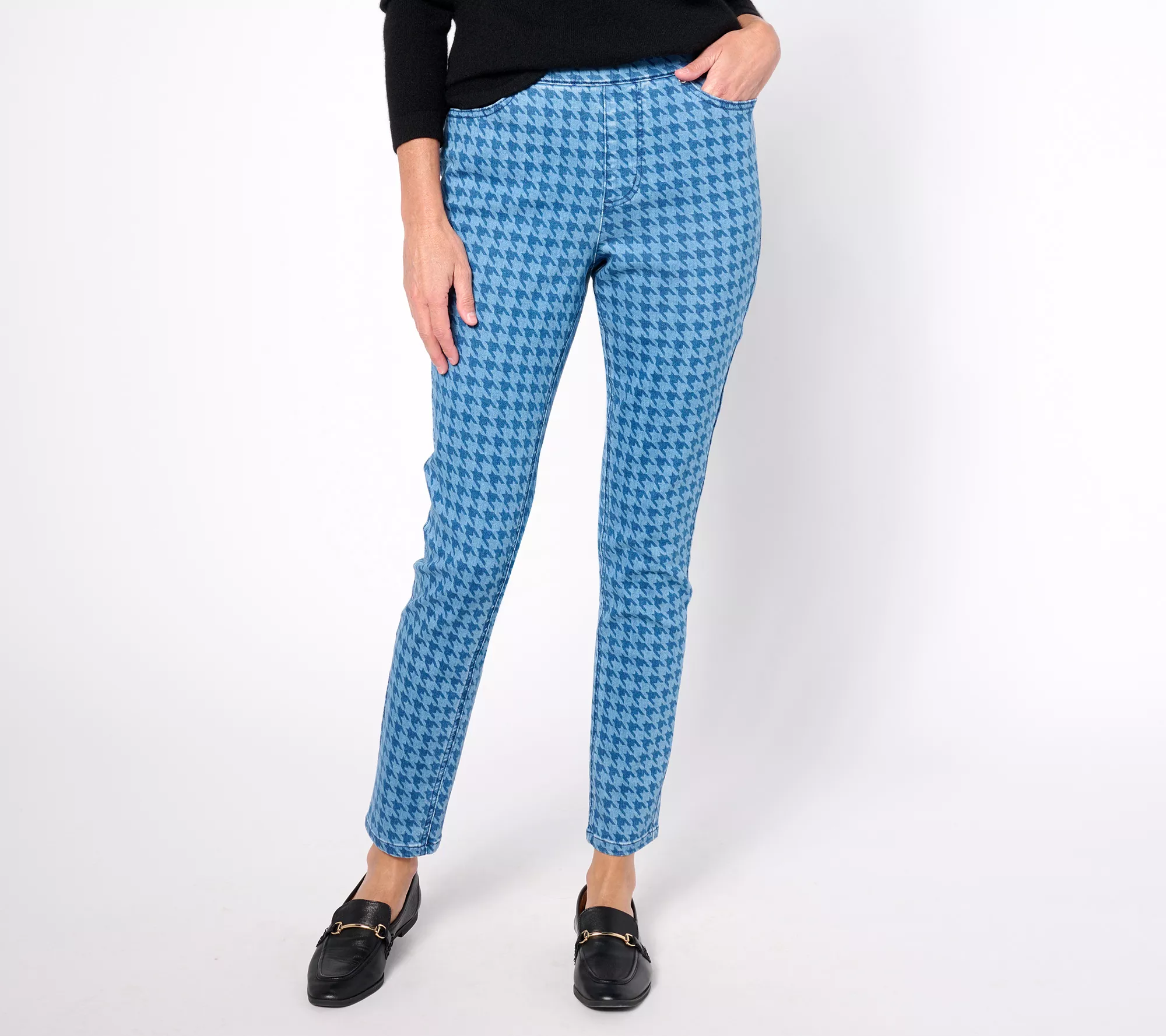 "As Is" Isaac Mizrahi Live! Reg True Denim Houndstooth Jeans