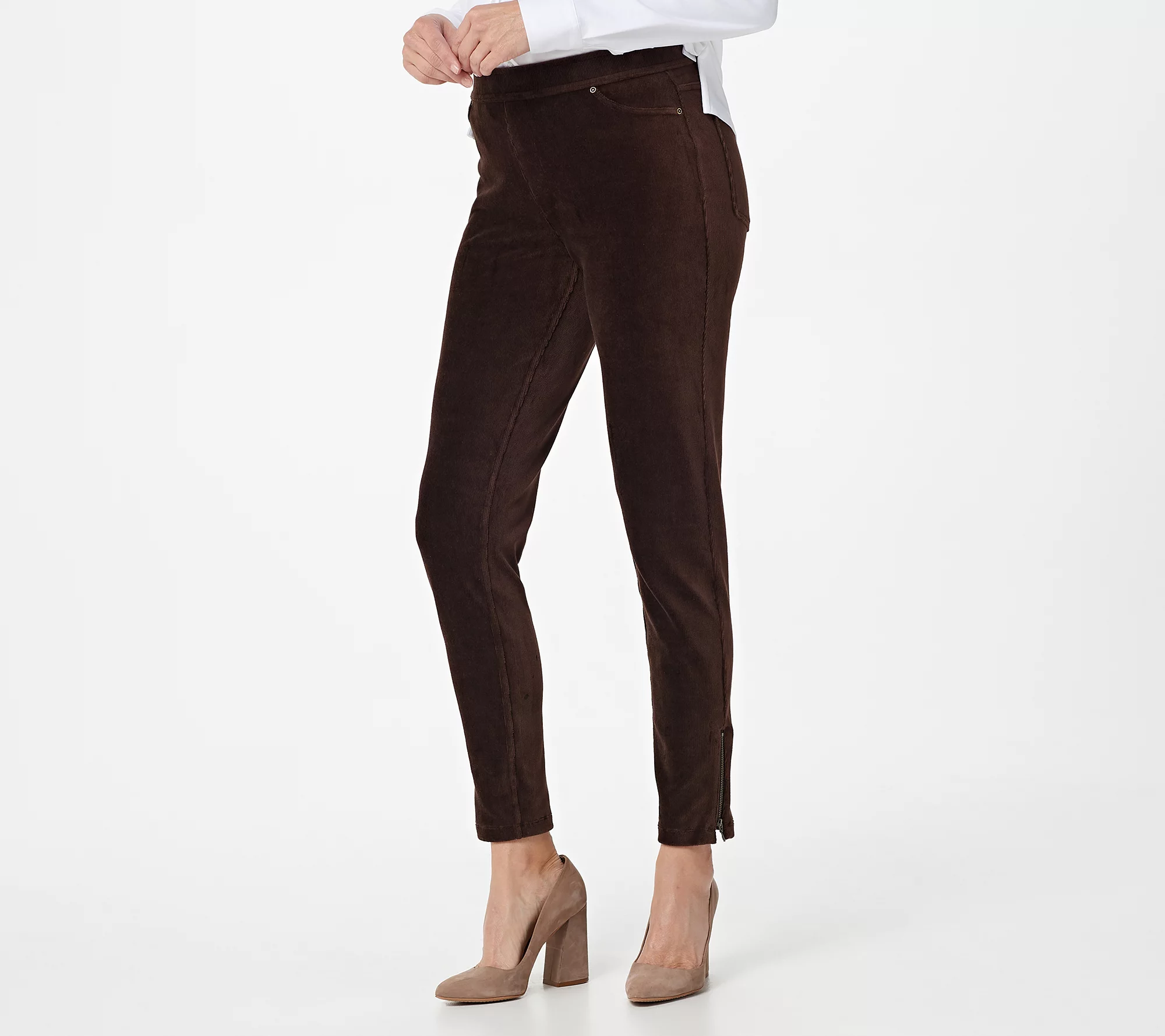 "As Is" Susan Graver Petite Knit Corduroy Straight Leg Pull-On Pants