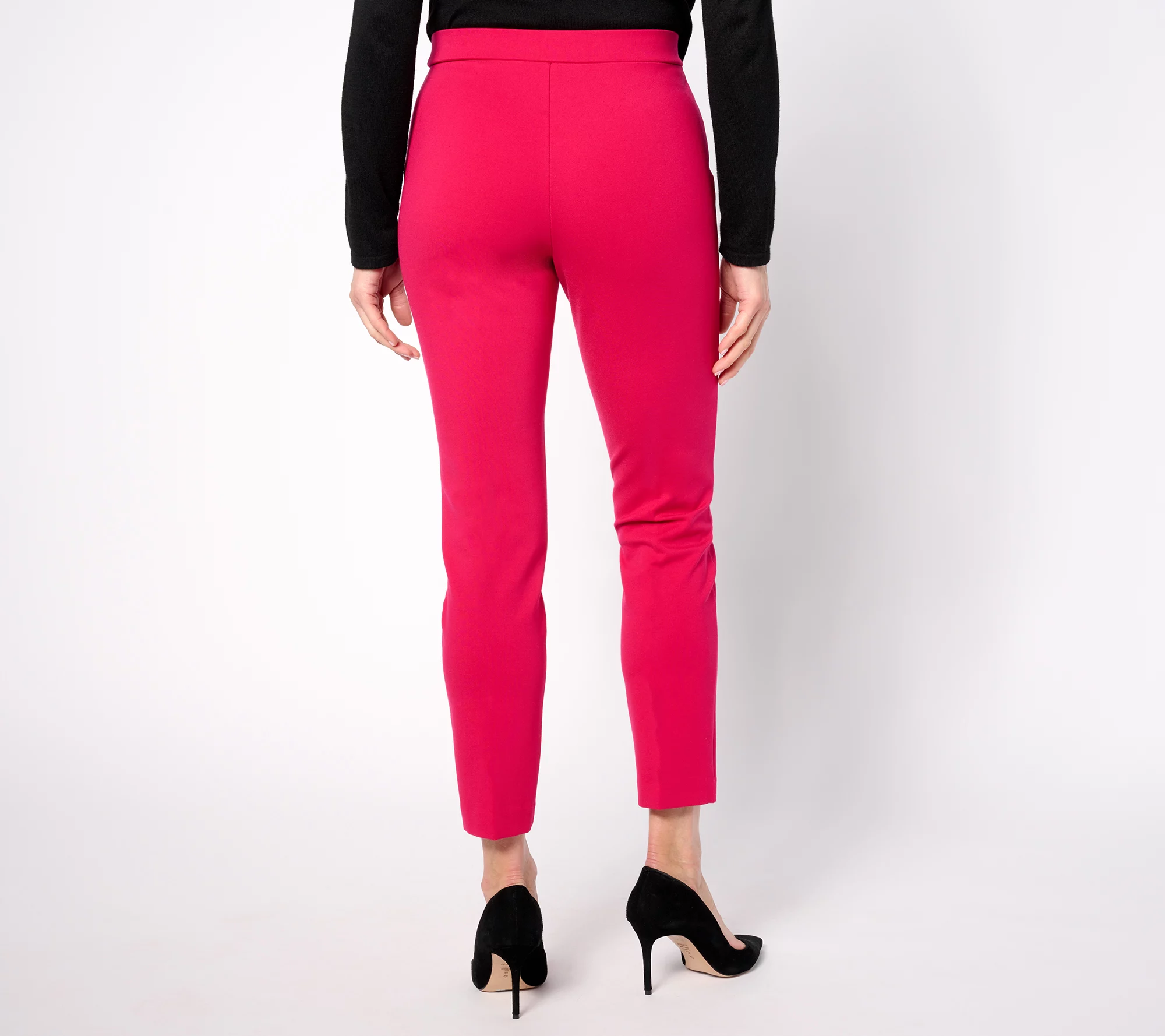 "As Is" Susan Graver Petite Smart Ponte Knit Slim Leg Pants