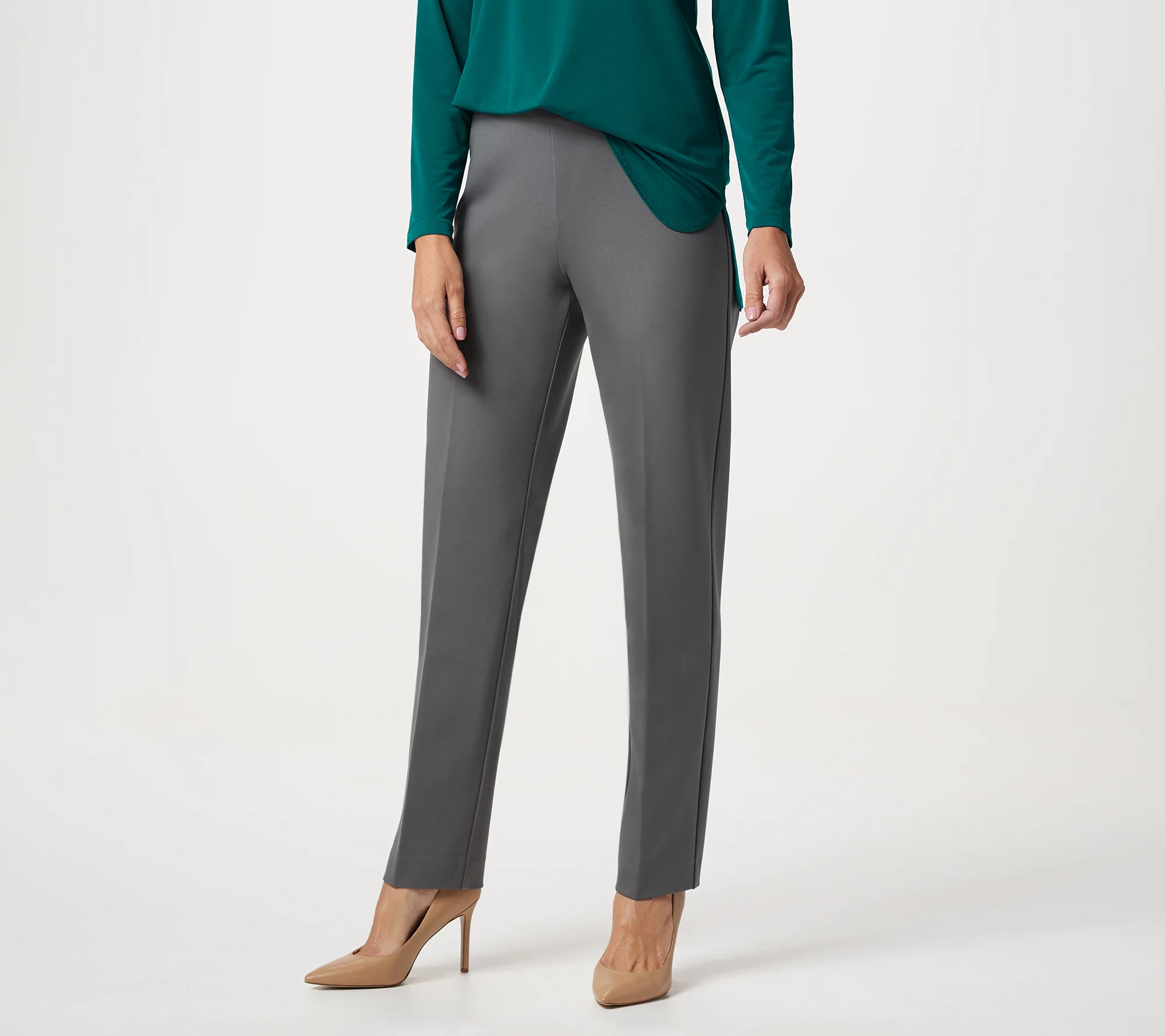 "As Is" Susan Graver Regular Ponte Straight- Leg Pull-On Pants