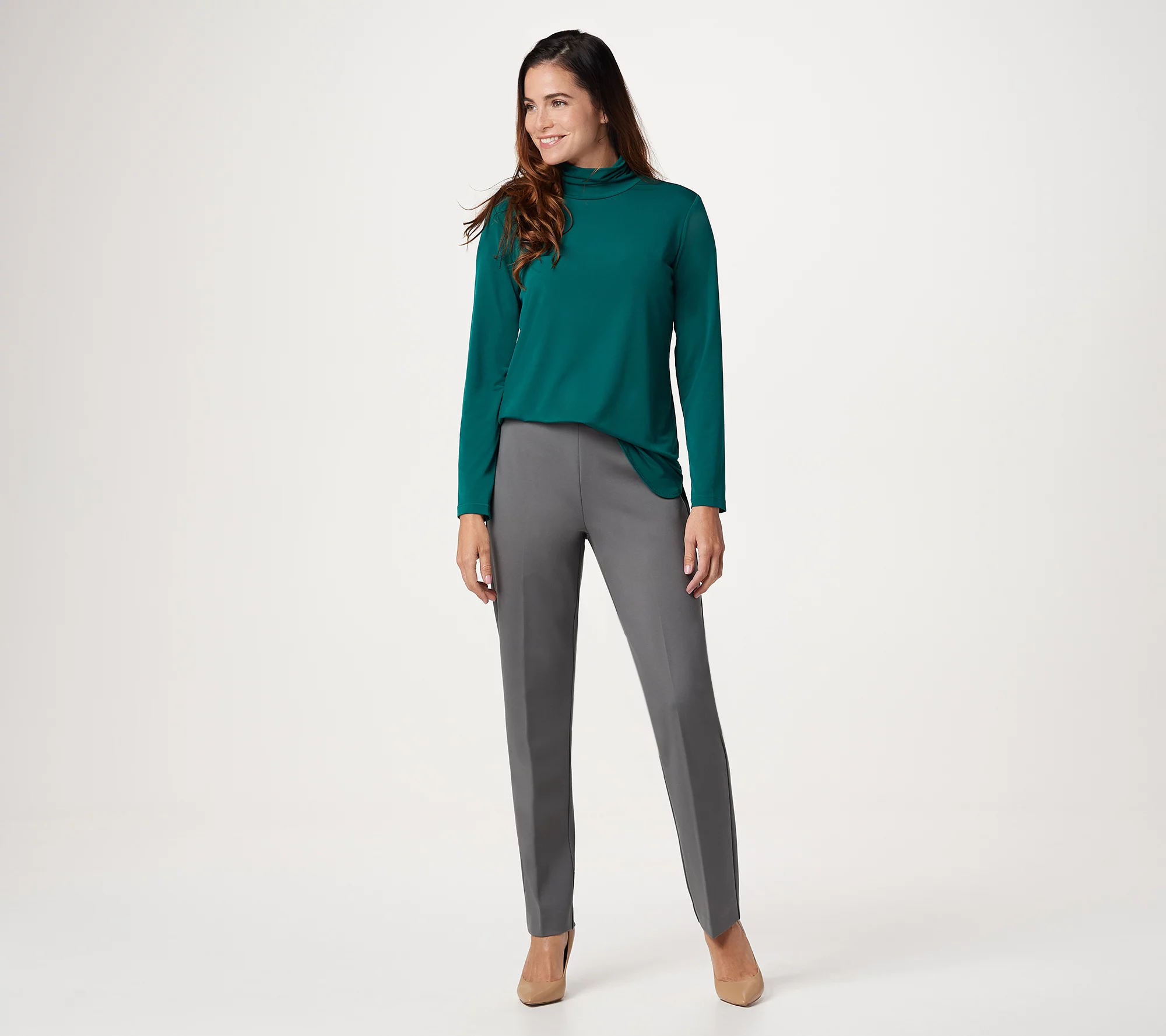 "As Is" Susan Graver Regular Ponte Straight- Leg Pull-On Pants