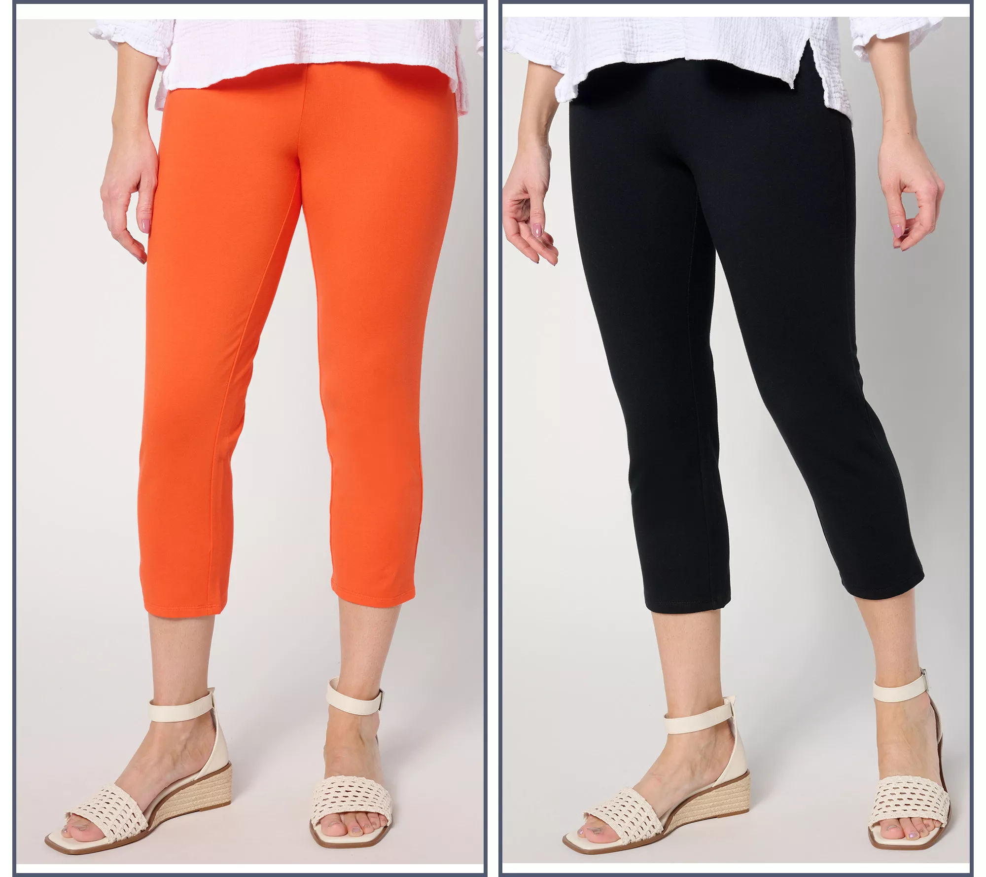 "As Is" Women with Control Regular Set of 2 Slim Leg Knit Crop Pants