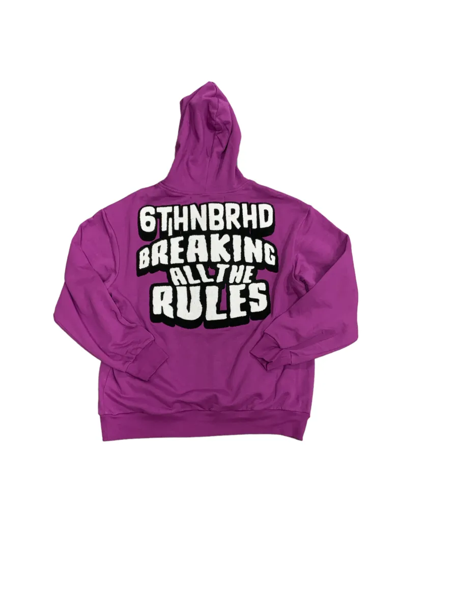 6TH NBRHD BROKEN RULES HOODIE (6TH-F2102)-PURPLE