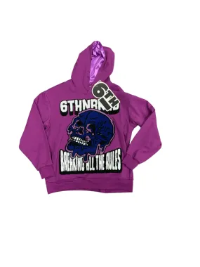 6TH NBRHD BROKEN RULES HOODIE (6TH-F2102)-PURPLE