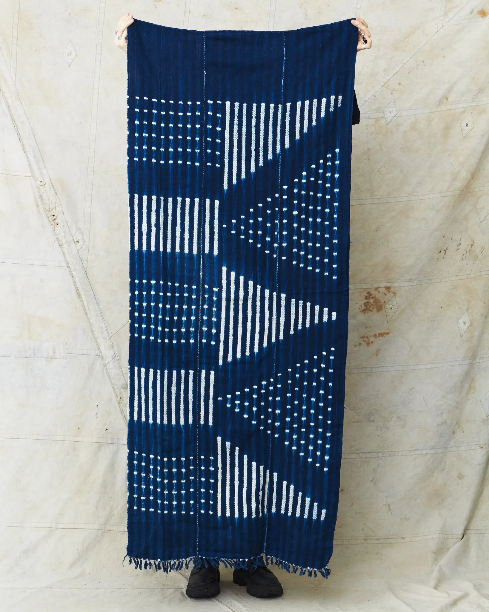 African Indigo Textile Resist Dye Scarf no. 1