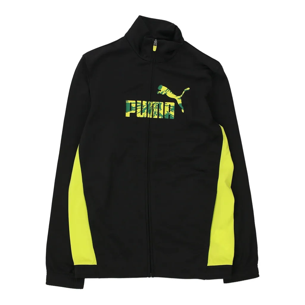 Age 13-14 Puma Spellout Track Jacket - Medium Black Polyester