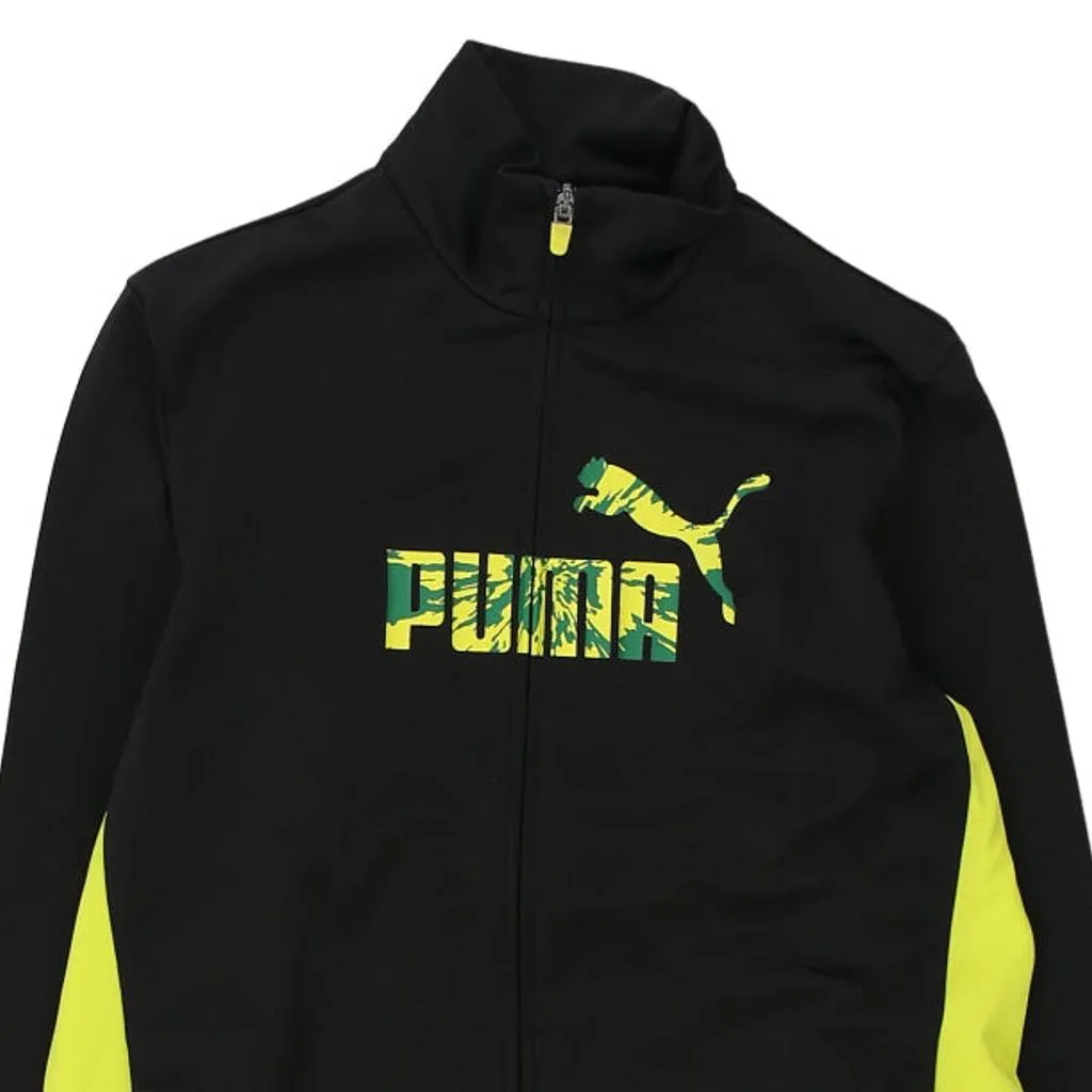 Age 13-14 Puma Spellout Track Jacket - Medium Black Polyester