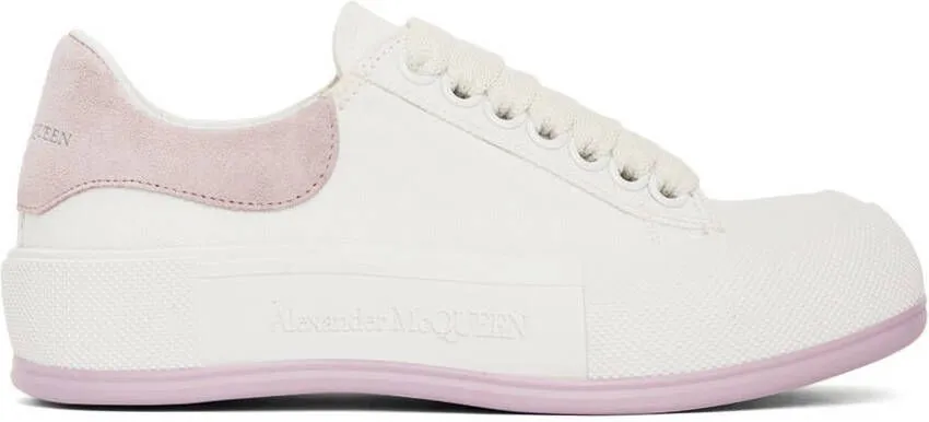 Alexander McQueen White & Purple Deck Lace Plimsoll Sneakers