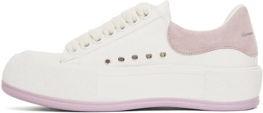 Alexander McQueen White & Purple Deck Lace Plimsoll Sneakers