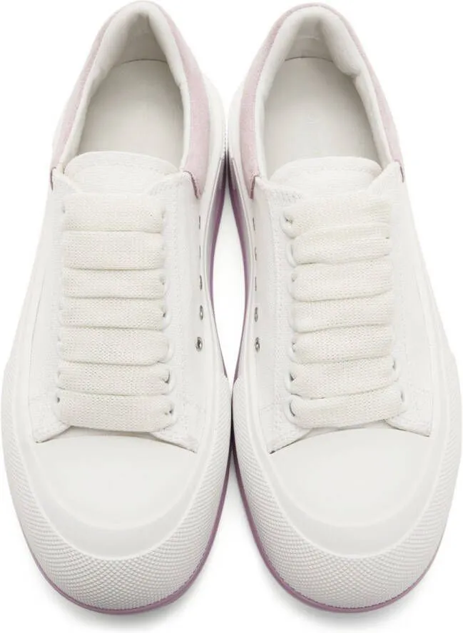 Alexander McQueen White & Purple Deck Lace Plimsoll Sneakers