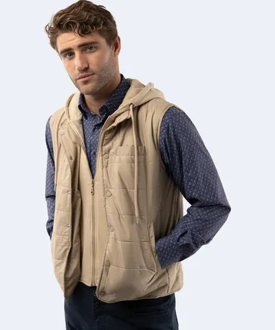 American Heritage Beige Hooded Vest