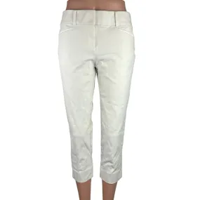 Ann Taylor LOFT White Cotton Stretch Mid Rise Straight Leg Cropped Pants Size 4