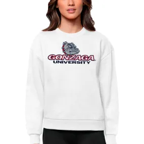 Antigua Gonzaga Bulldogs Women's White Victory Crewneck Pullover Sweatshirt