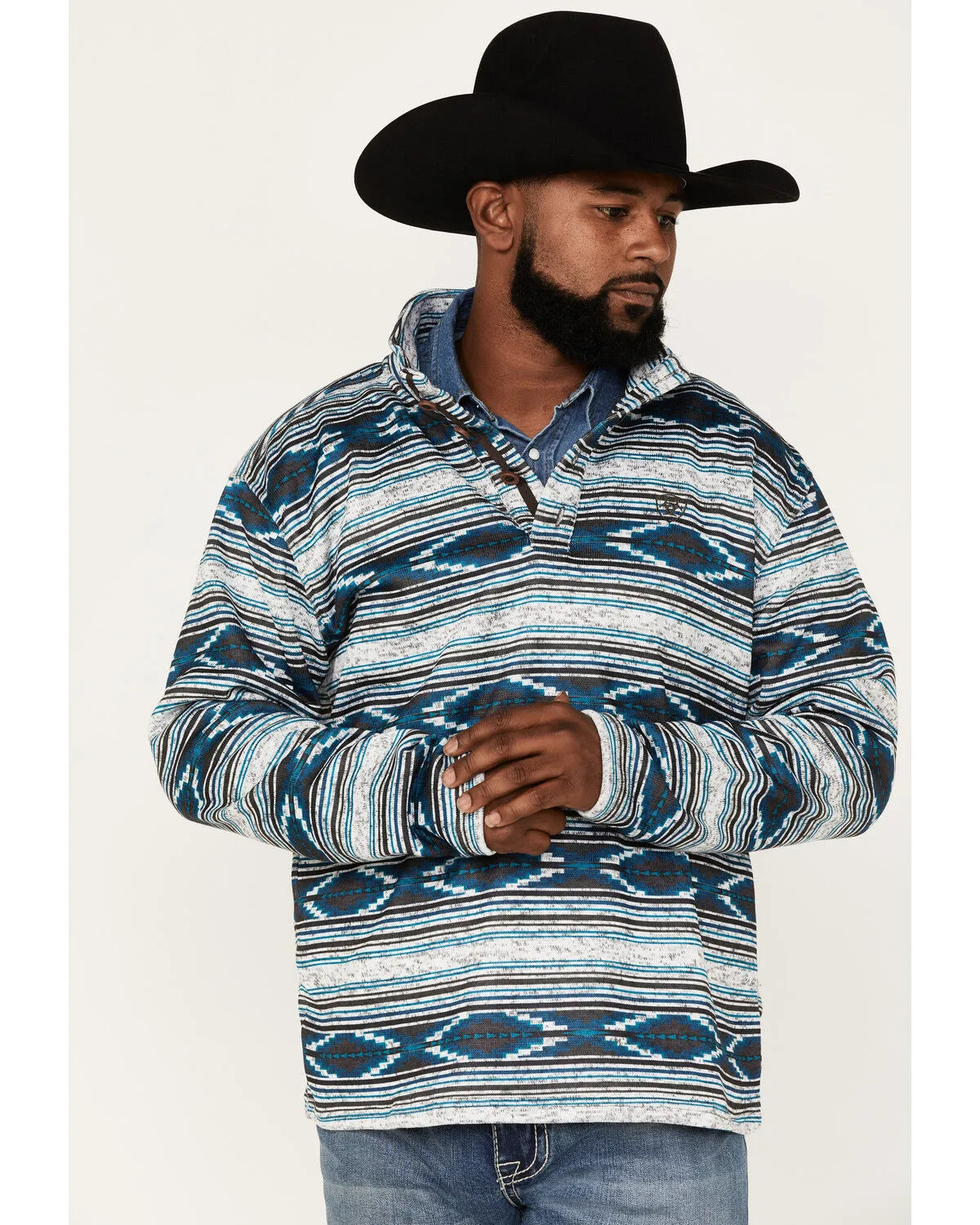 Ariat Men's Wesley Southwestern Print 1/4 Button Fleece Pullover