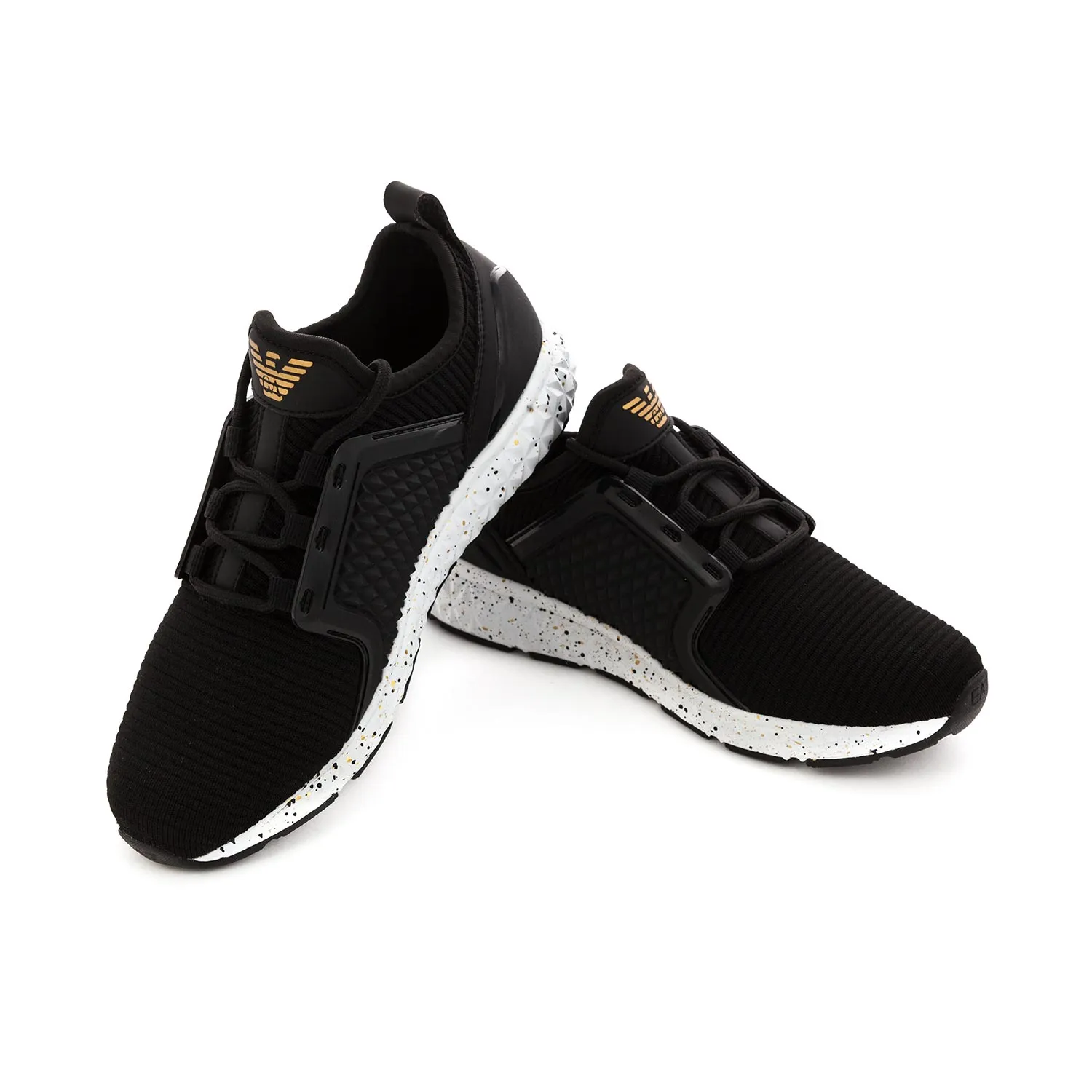 Armani Junior Unisex Logo Black Sneakers