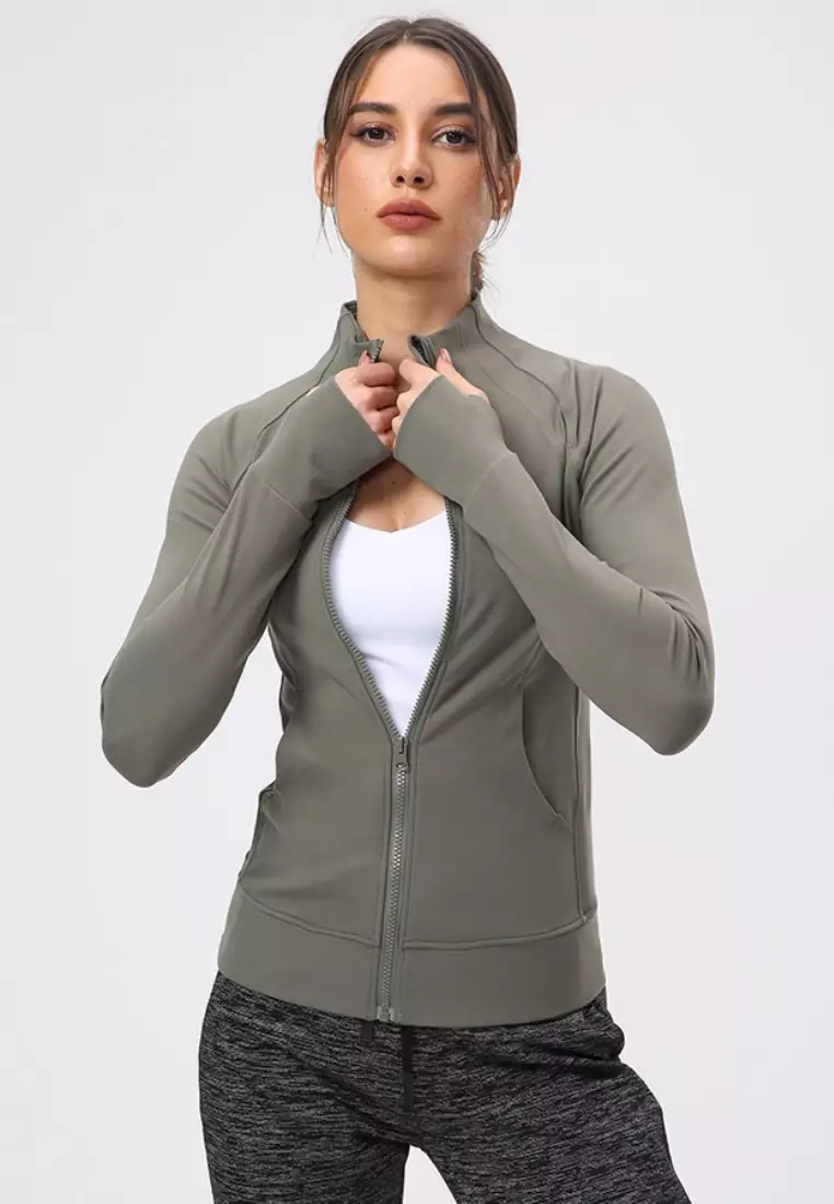 B-CODE YGA1041_Green_Lady Quick Drying Running Fitness Yoga Sports Jacket