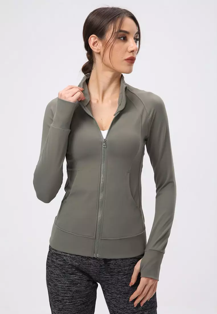 B-CODE YGA1041_Green_Lady Quick Drying Running Fitness Yoga Sports Jacket