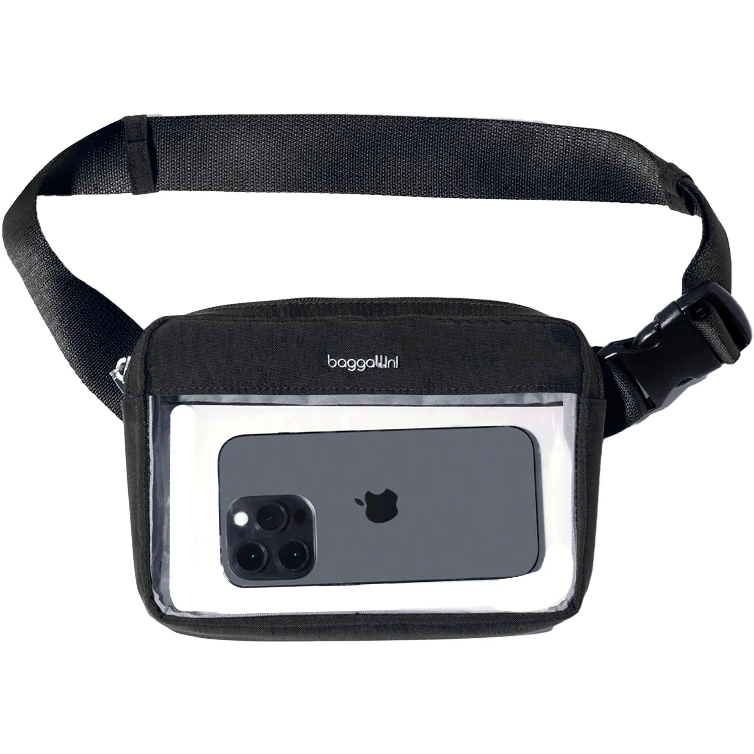 Baggallini Clear Stadium Belt Bag Sling Black