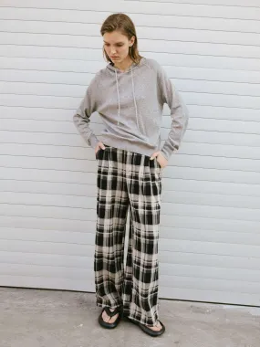 Black Checked Straight Trousers