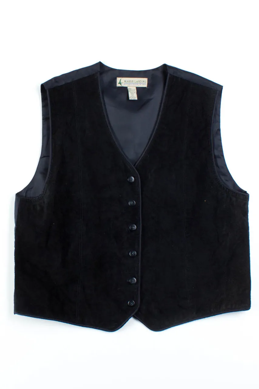 Black Suede Button-Up Vest