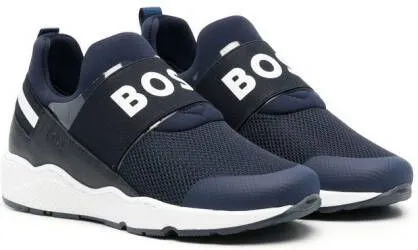 BOSS Kidswear logo-print low-top sneakers Blue