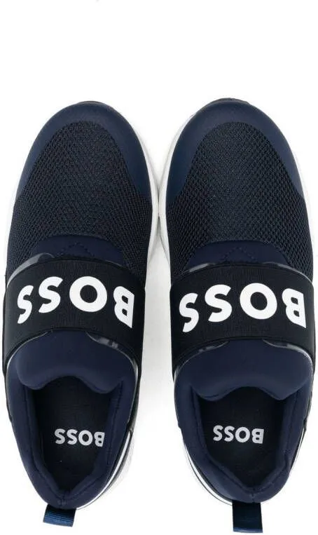 BOSS Kidswear logo-print low-top sneakers Blue