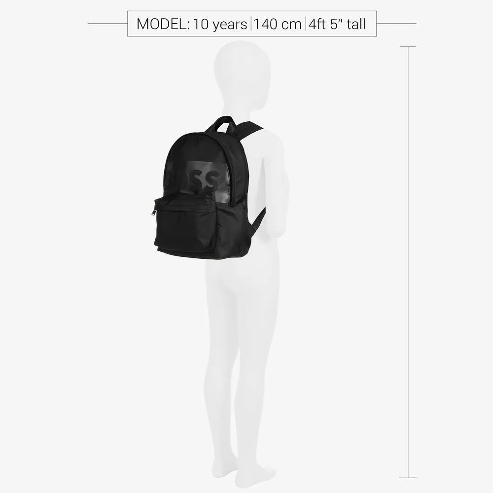 Boys Black Canvas Backpack (35cm)