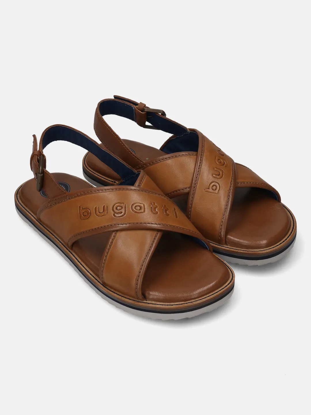 bugatti Cognac Premium Leather Sandals