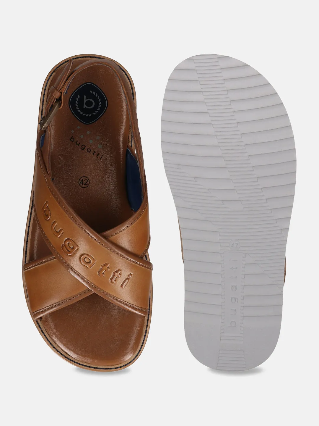 bugatti Cognac Premium Leather Sandals