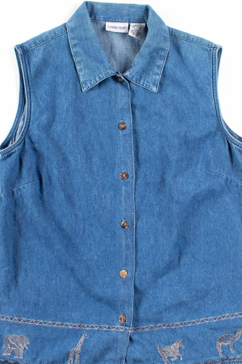 Button Up Denim Animal Vest