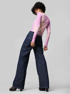 Buy Dark Blue High Rise Wide Leg Jeans For Women Online - ONLY