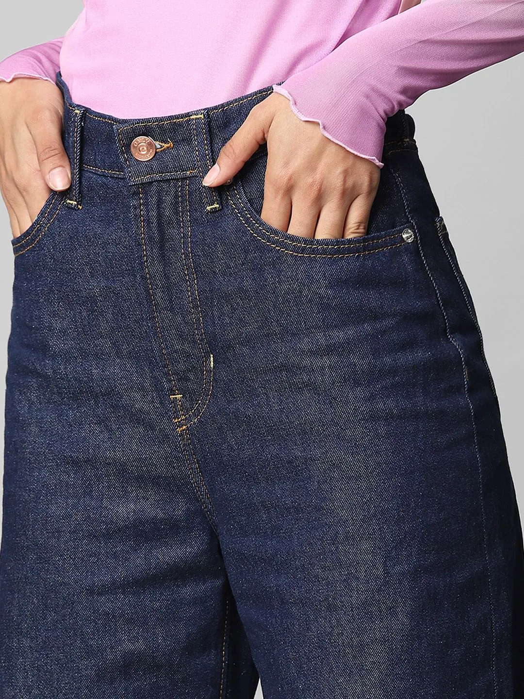 Buy Dark Blue High Rise Wide Leg Jeans For Women Online - ONLY