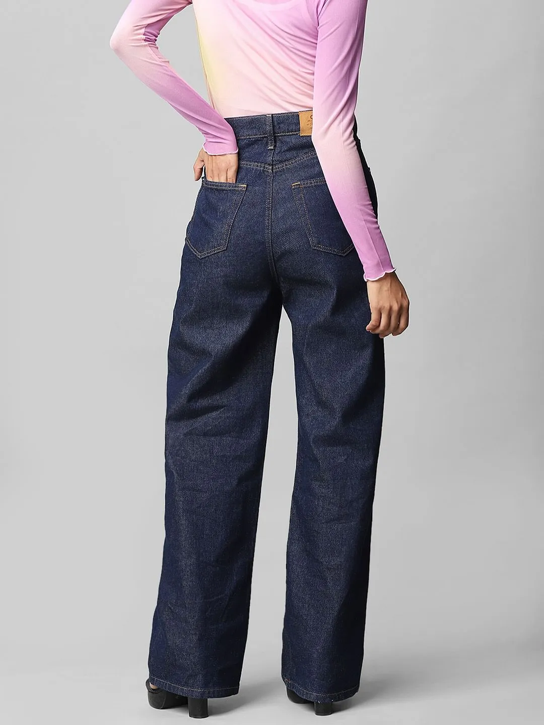 Buy Dark Blue High Rise Wide Leg Jeans For Women Online - ONLY