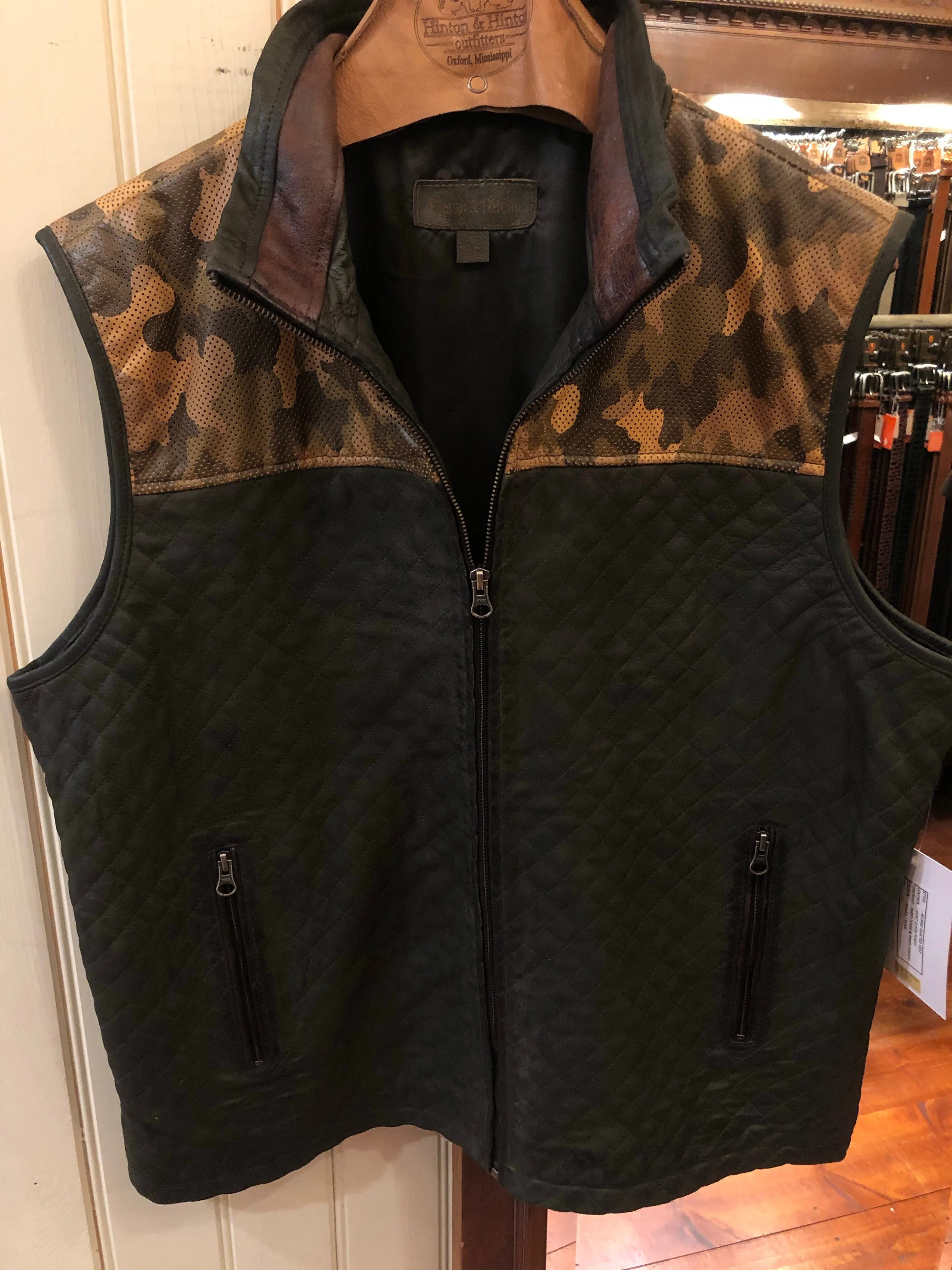 Camo Quilted Leather Vest