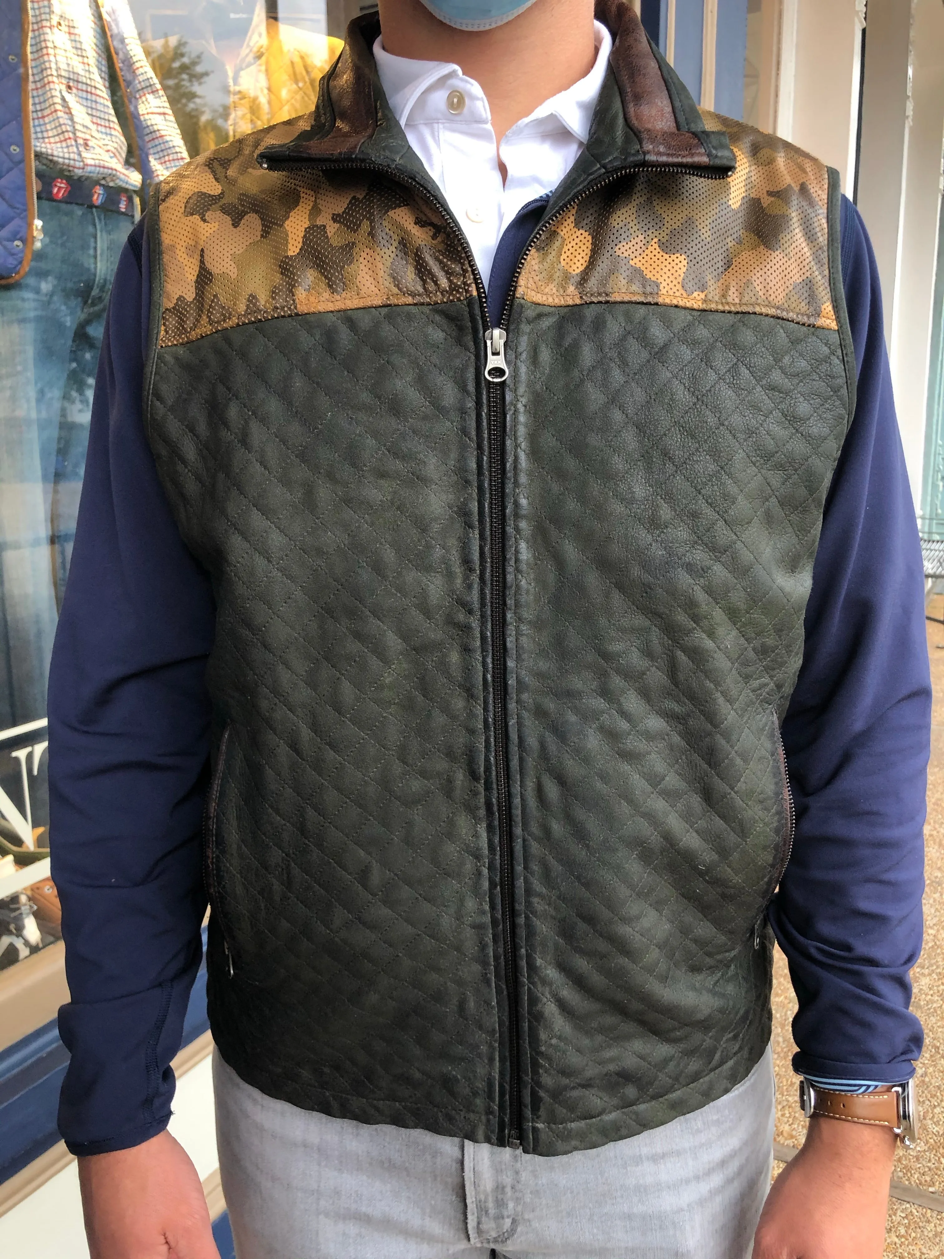 Camo Quilted Leather Vest