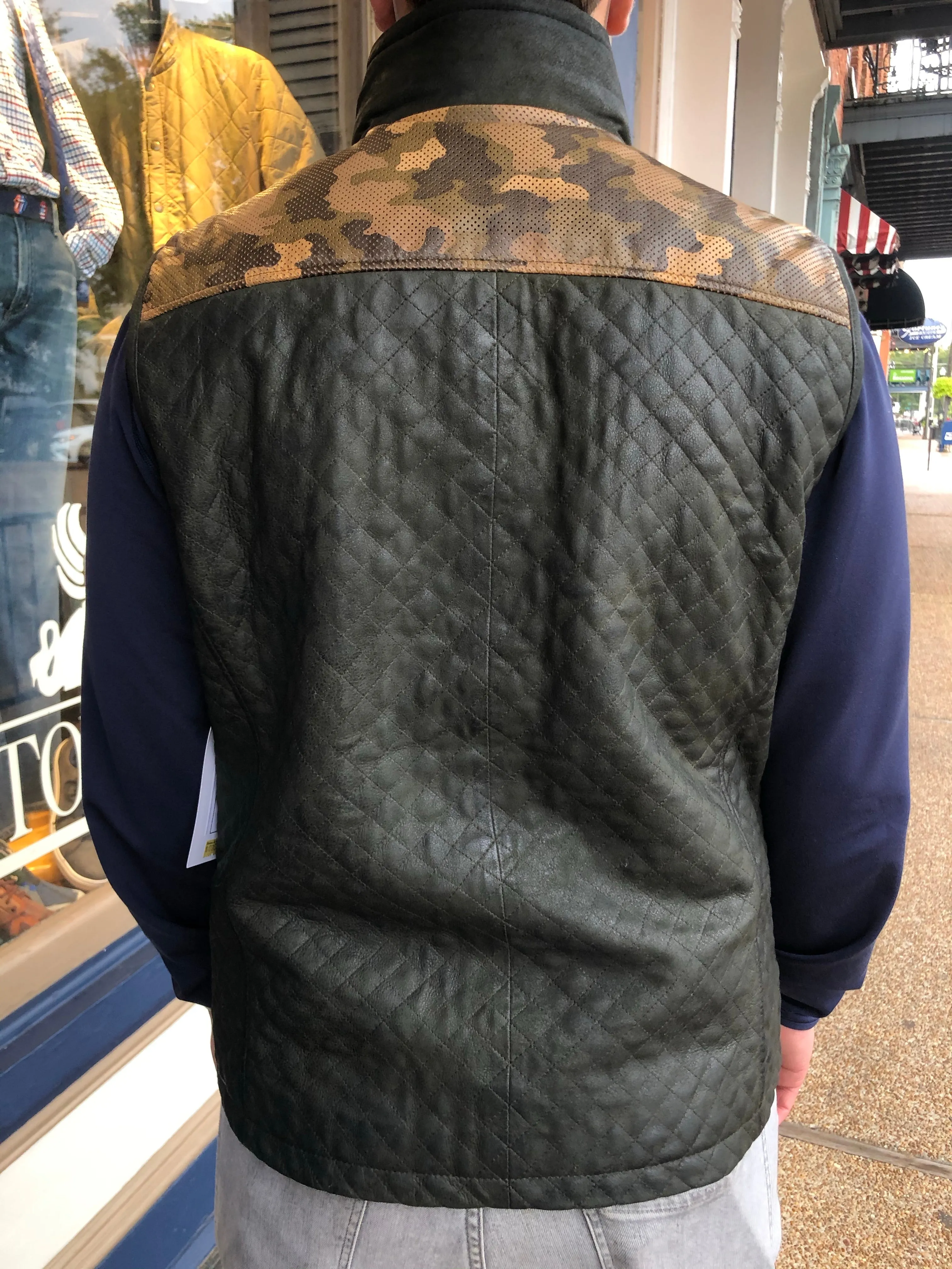 Camo Quilted Leather Vest