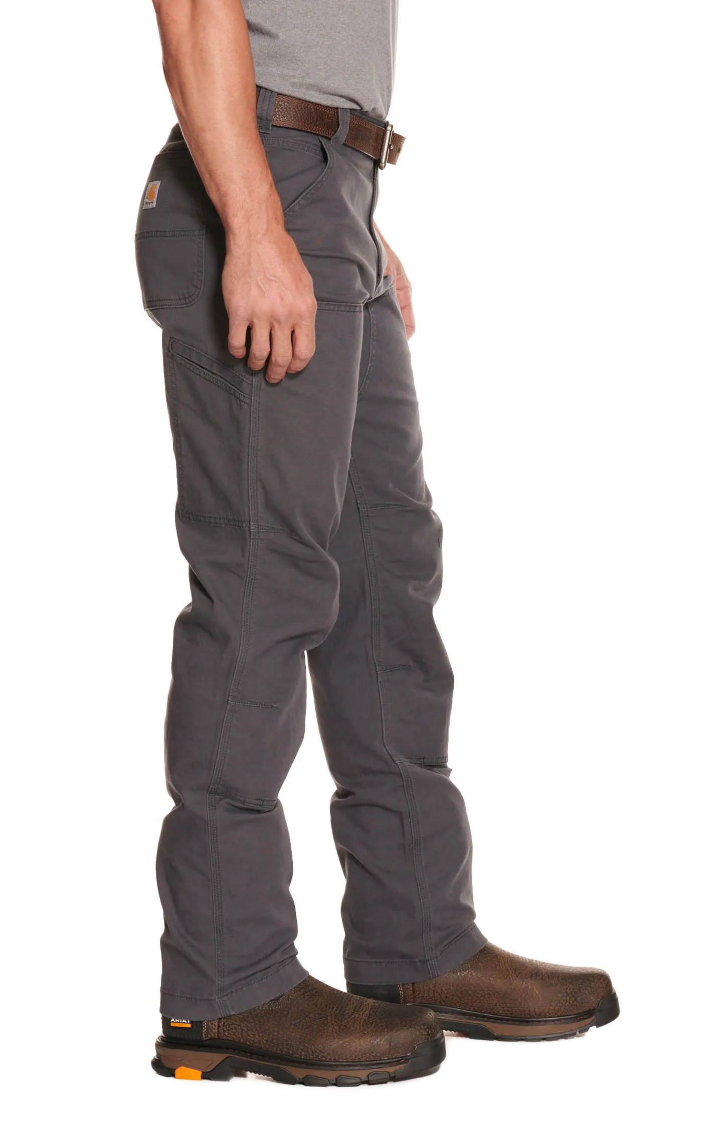 Carhartt Men's Shadow Grey Relaxed Fit Straight Leg Rugged Flex Stretch Canvas Double-Front Work Pants