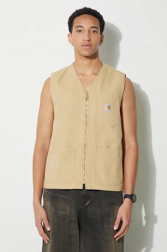 Carhartt WIP denim vest Arbor Vest men’s beige color I031521.1YH3K