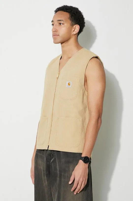 Carhartt WIP denim vest Arbor Vest men’s beige color I031521.1YH3K