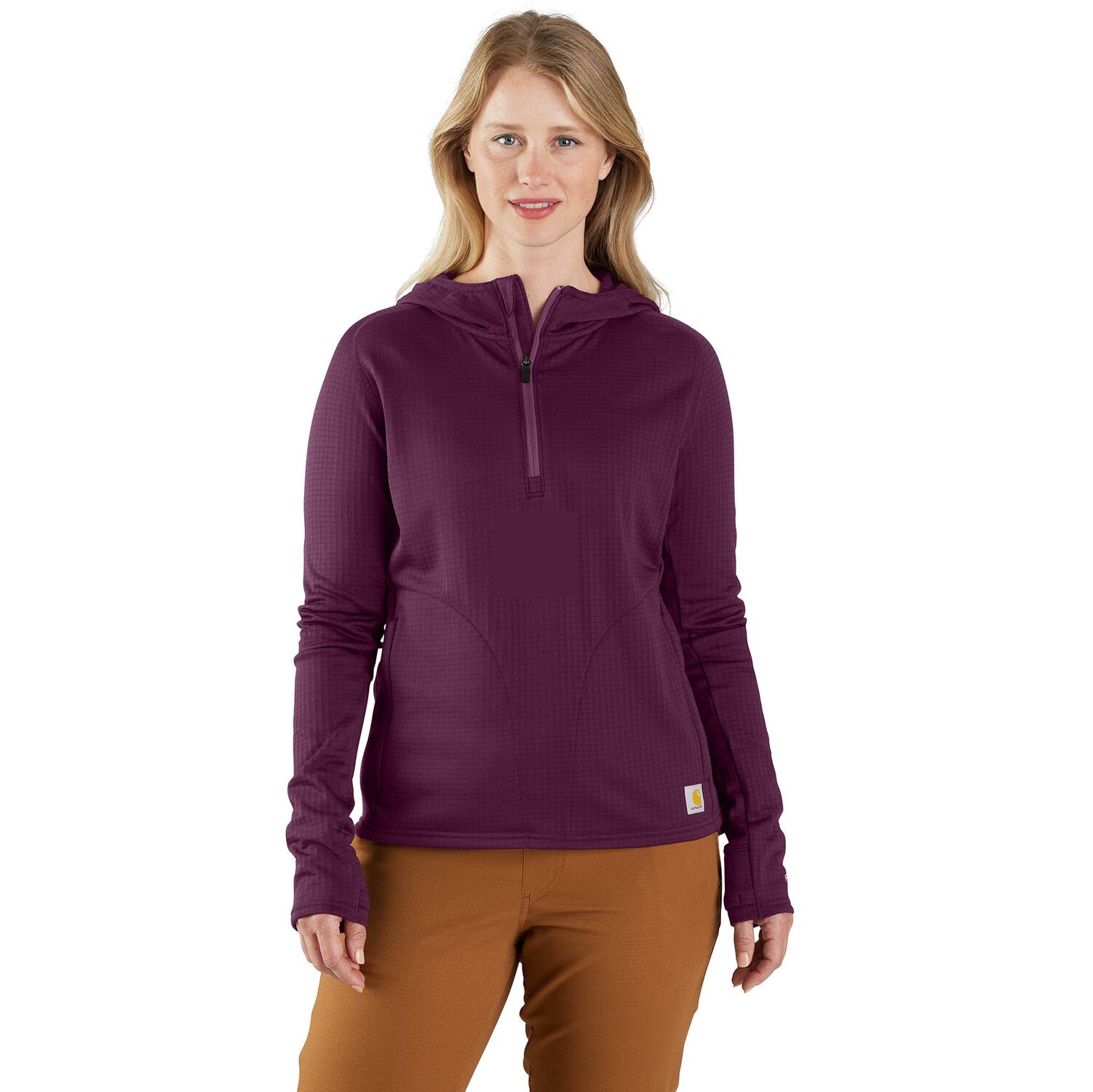 Carhartt Women's Carhartt Force Relaxed Fit Half-Zip Hooded Pullover in Eggplant