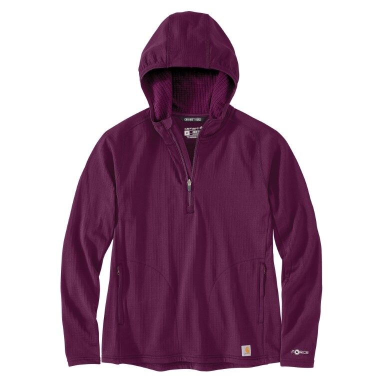 Carhartt Women's Carhartt Force Relaxed Fit Half-Zip Hooded Pullover in Eggplant