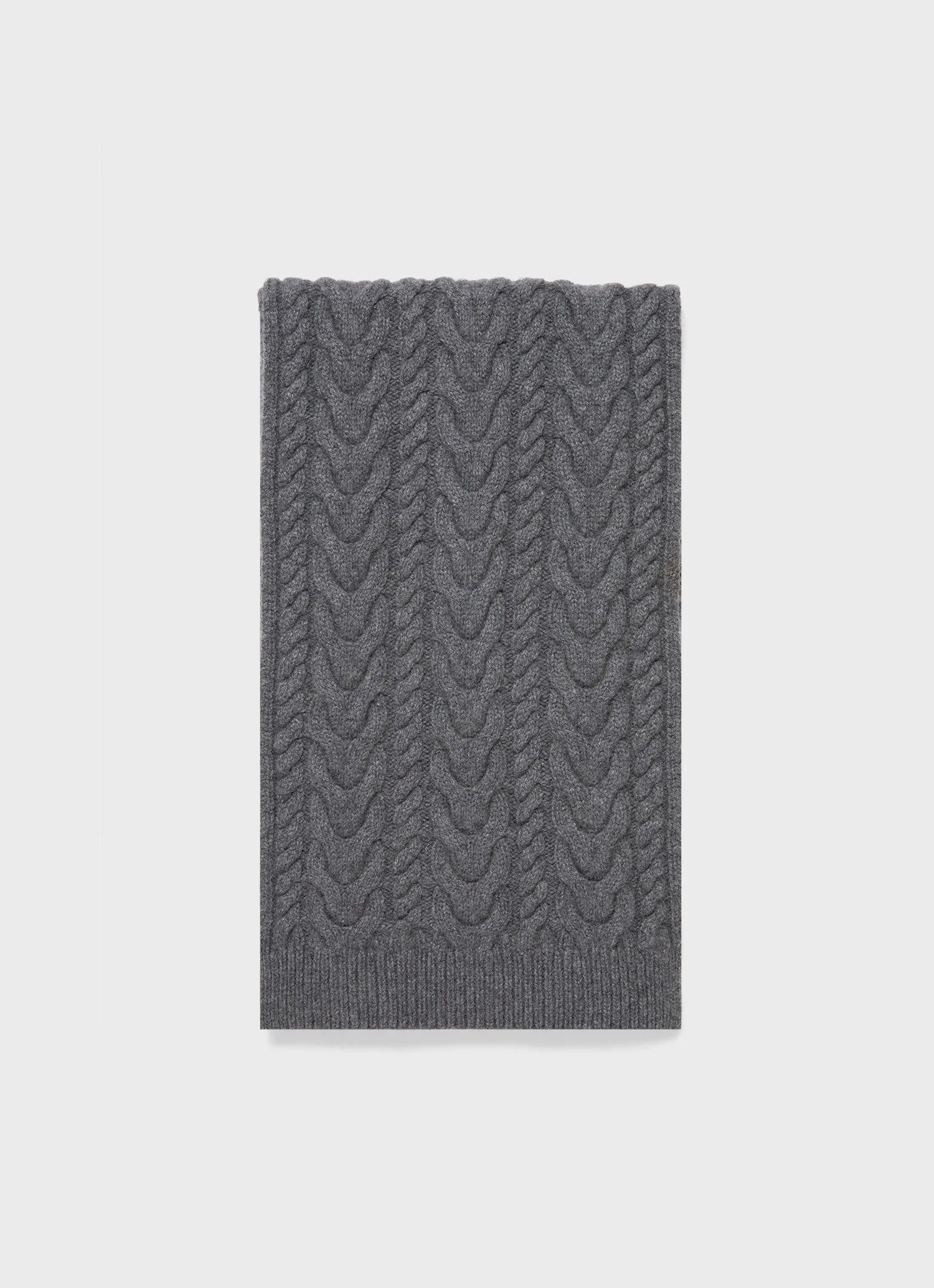 Cashmere Cable Scarf in Mid Grey Melange