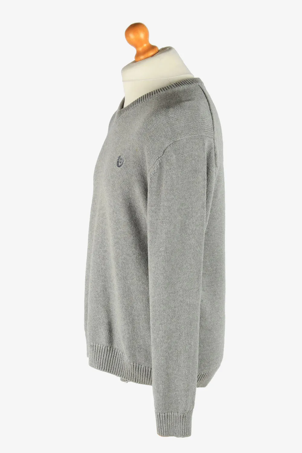 Chaps V Neck Jumper Pullover 90s Light Grey L - Pepper Tree London