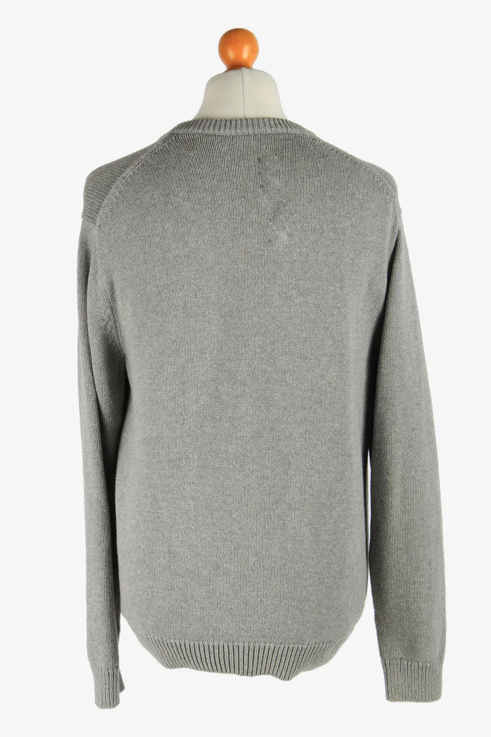 Chaps V Neck Jumper Pullover 90s Light Grey L - Pepper Tree London