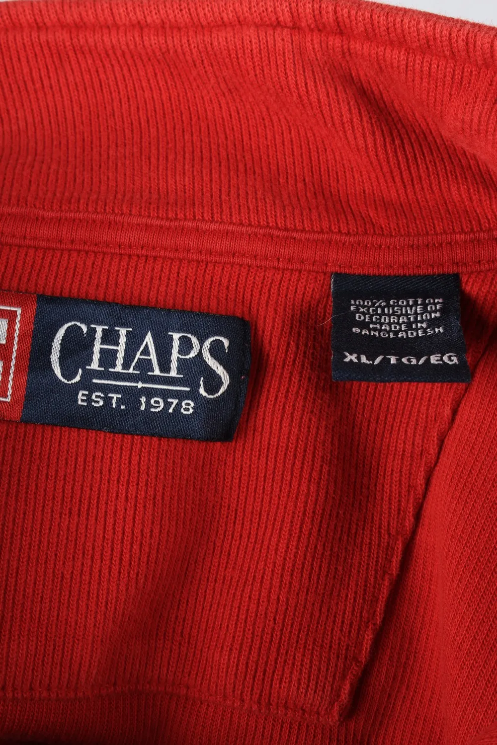 Chaps Zip Neck Jumper Pullover 90s Mens Red XL - Pepper Tree London