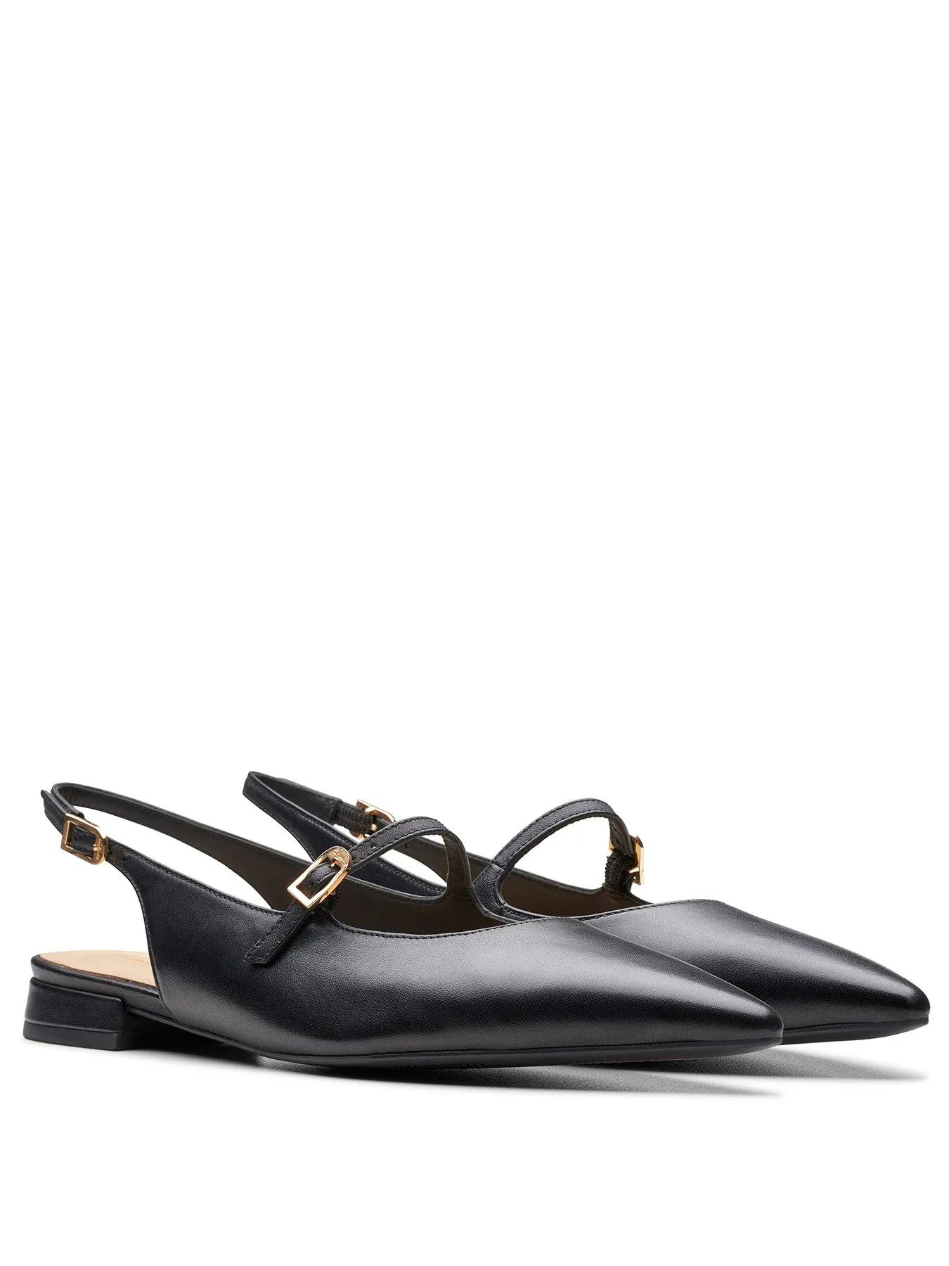 Clarks Sensa15 Shine Leather Low HeelShoe - Black