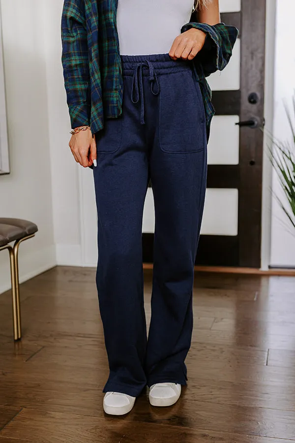 Coffee Run Cutie Straight Leg Pants in Navy