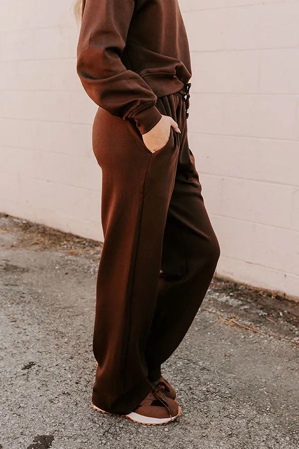 Cozy Casual High Waist Wide Leg Pants in Chestnut